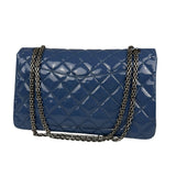 Chanel Blue Patent Quilted Jumbo Classic 2.55 Double Flap Bag 2011