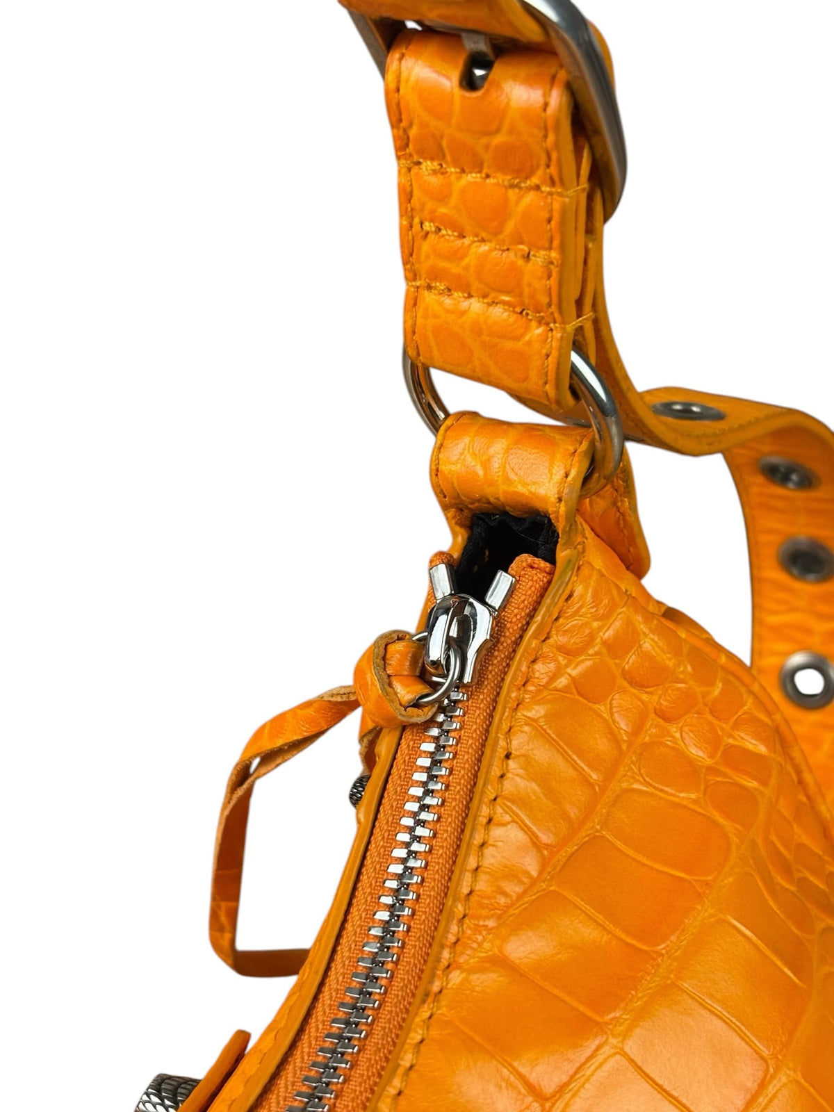 Balenciaga Orange Leather Moto City Bag