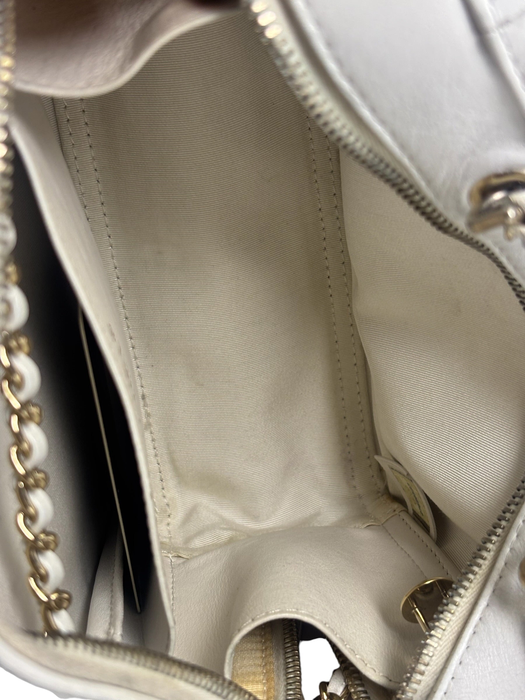 Chanel White Quilted Leather Vanity Small Bowling Two-Way Bag 2019