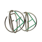 Fendi FF Silver/Teal Logo Hoop Earrings