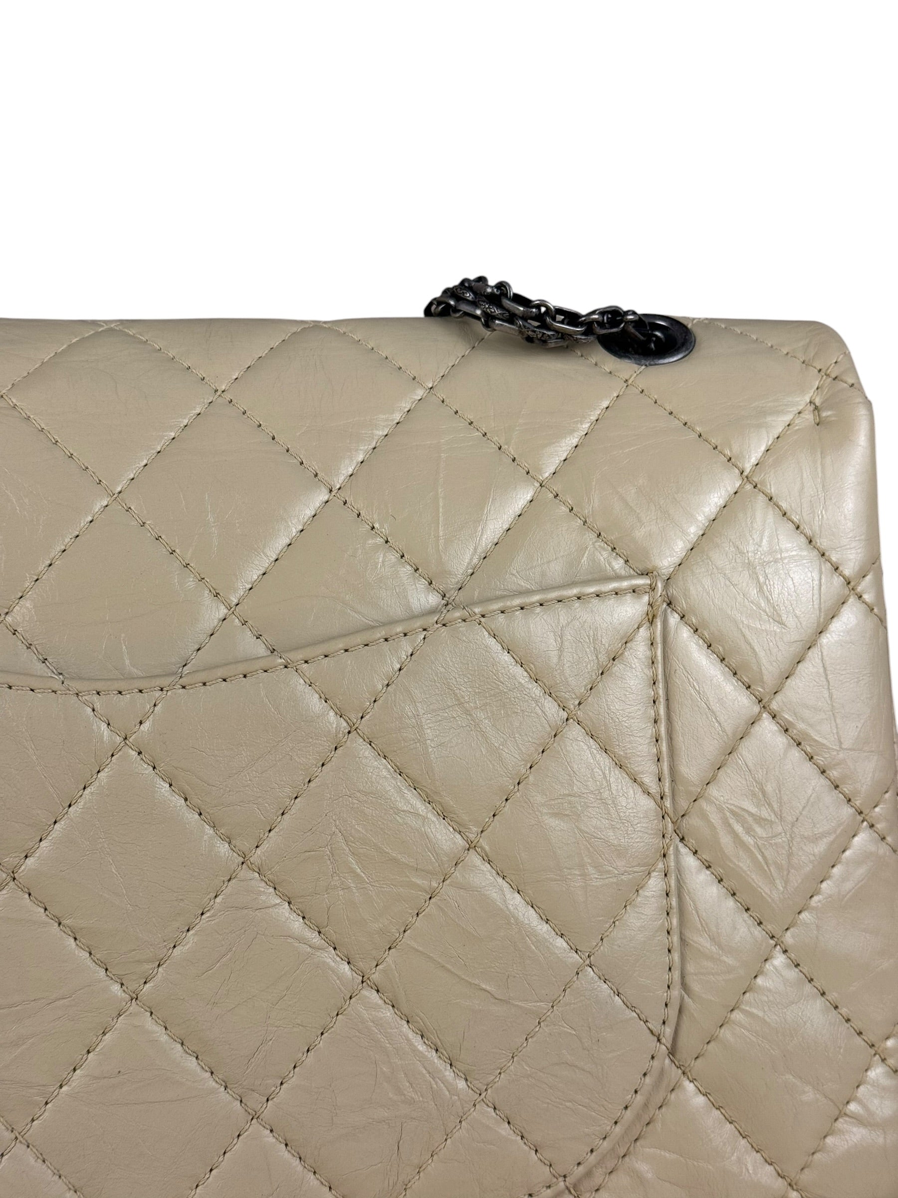Chanel Aged Ivory Quilted Leather 2.55 Reissue Double Flap Bag 2009