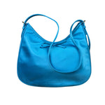 Balenciaga Blue Satin/Leather Trim Leopolda Small Hobo Bag