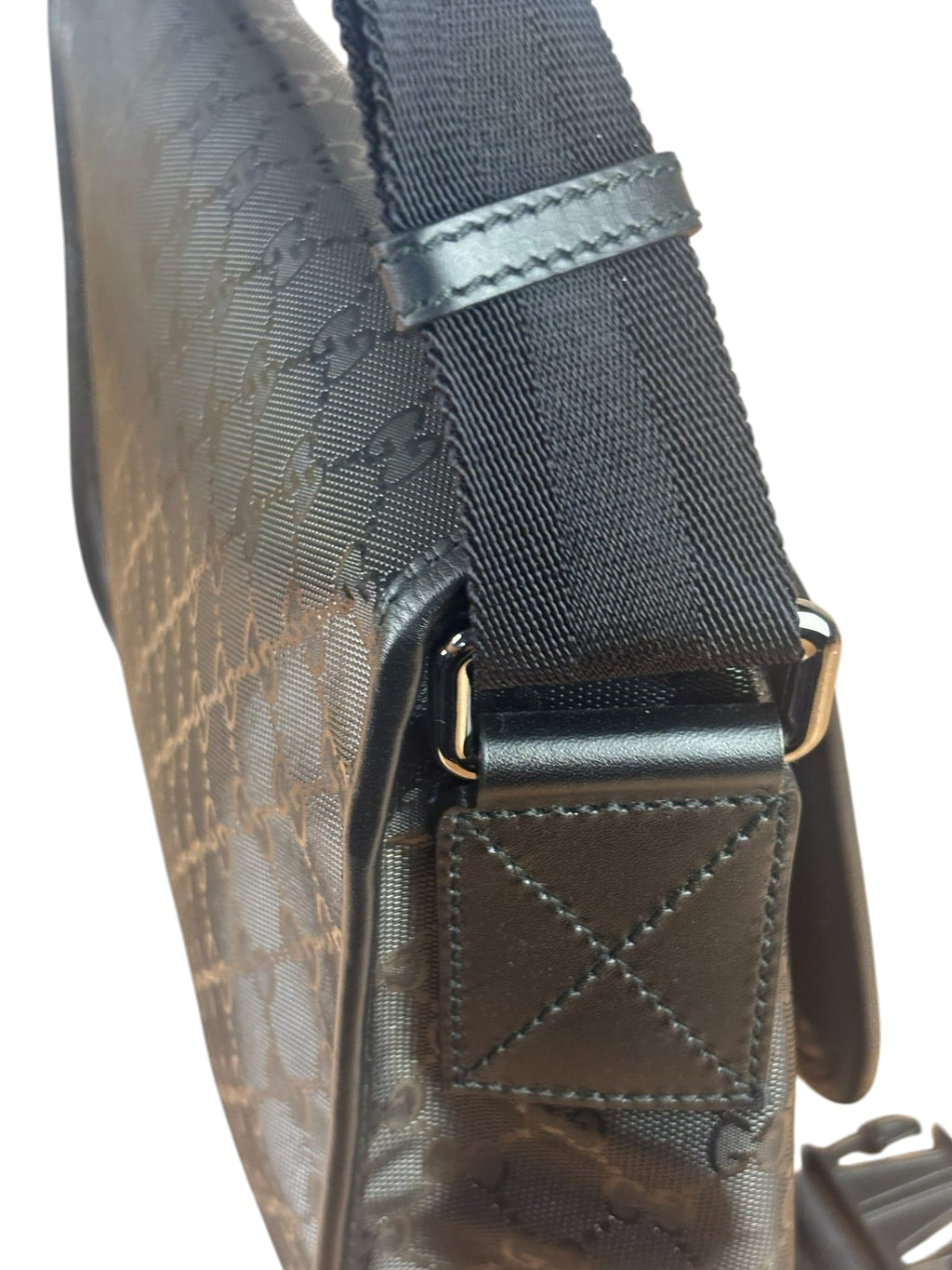 Gucci Black PVC GG Flap Messenger Bag