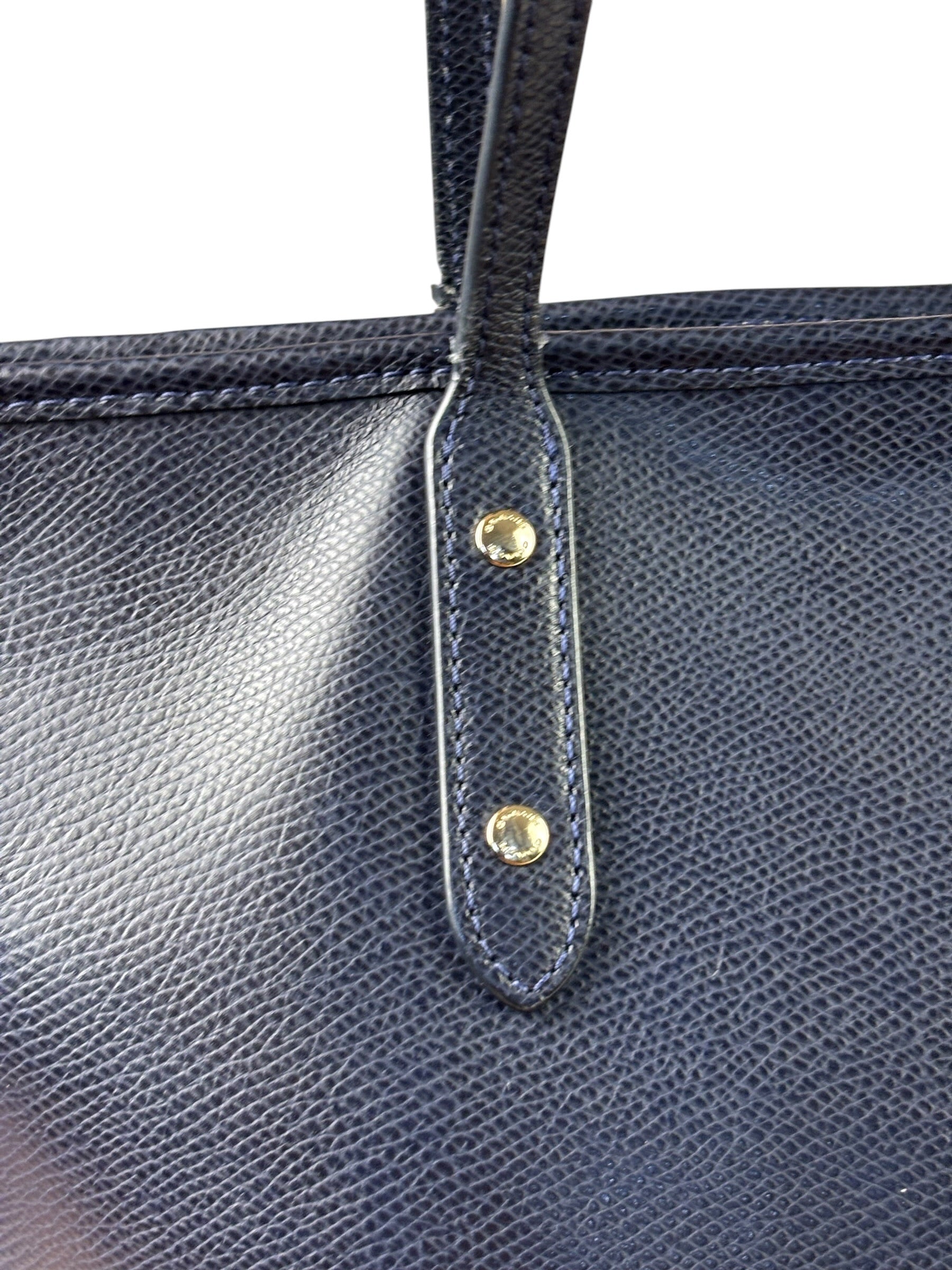 Coach Navy Crossgrain Leather City Zip Shoulder Bag