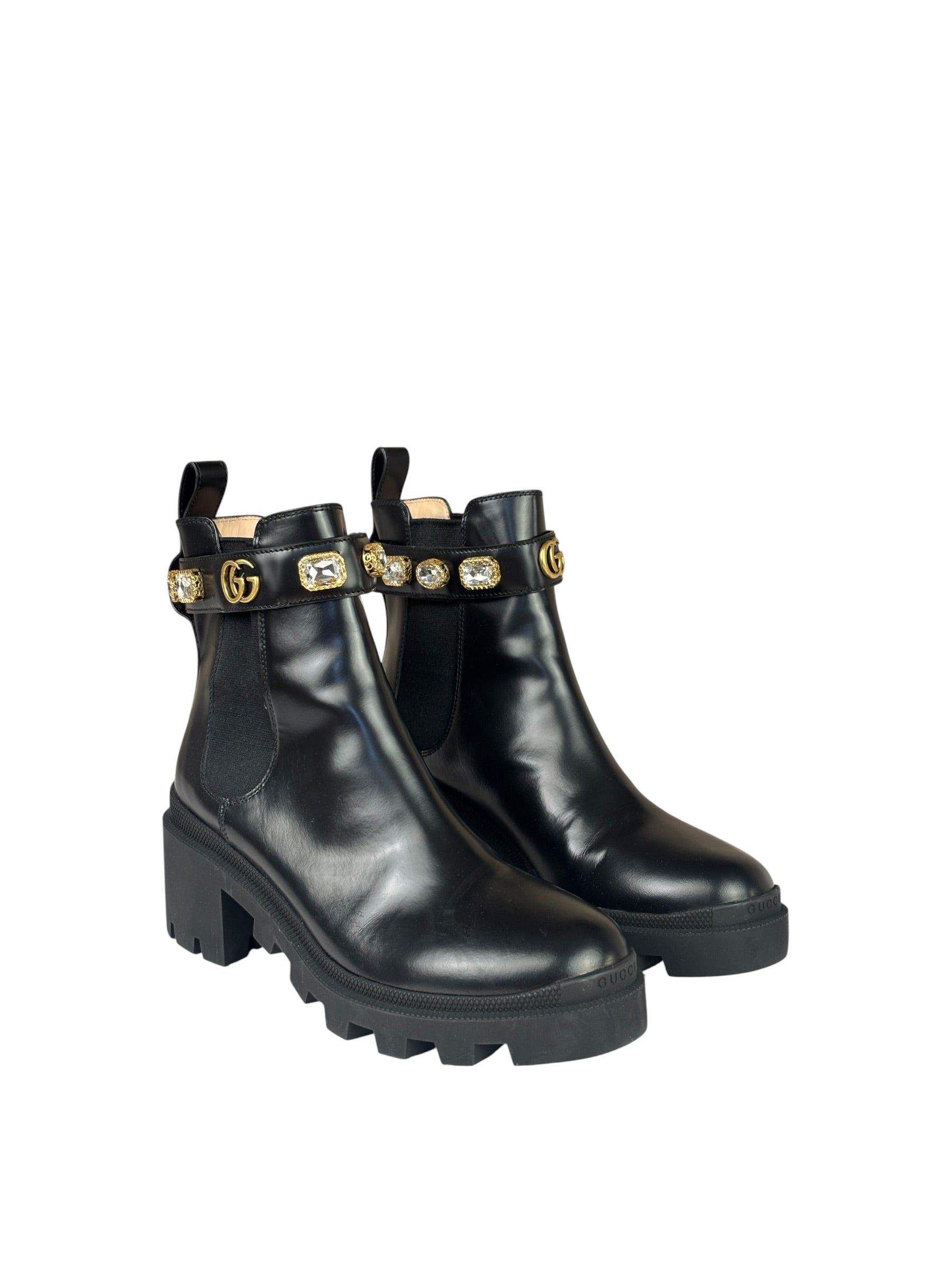 Gucci Black Kingsnake Leather Chelsea Ankle Boots