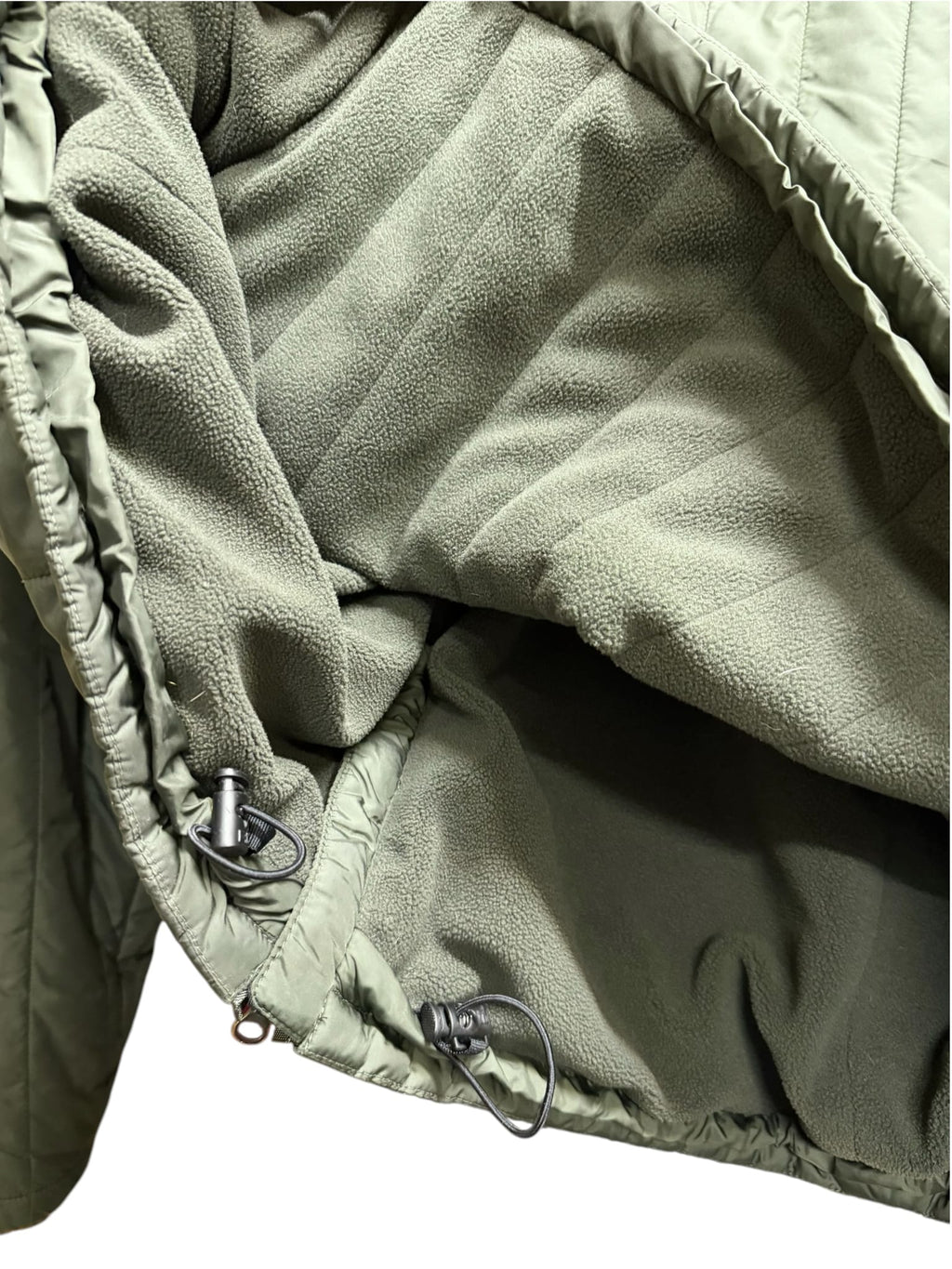Vintage Ralph Lauren Olive Vertical Puffer Jacket (Collar Hoodie)