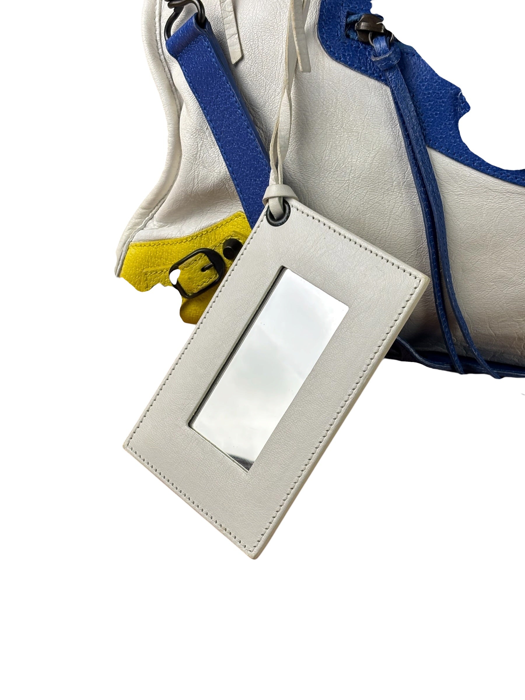 Balenciaga White Multicolor Moto 2Way City Bag