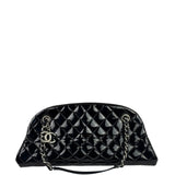 Chanel Black Patent Quilted Leather Just Mademoiselle Bowling Bag 2012