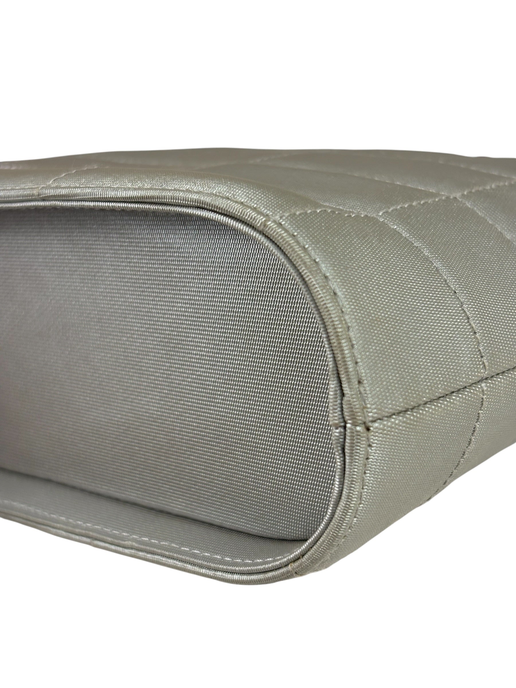Chanel Silver Nylon Quilted Vintage Mini Chocolate Bar Tote 1997