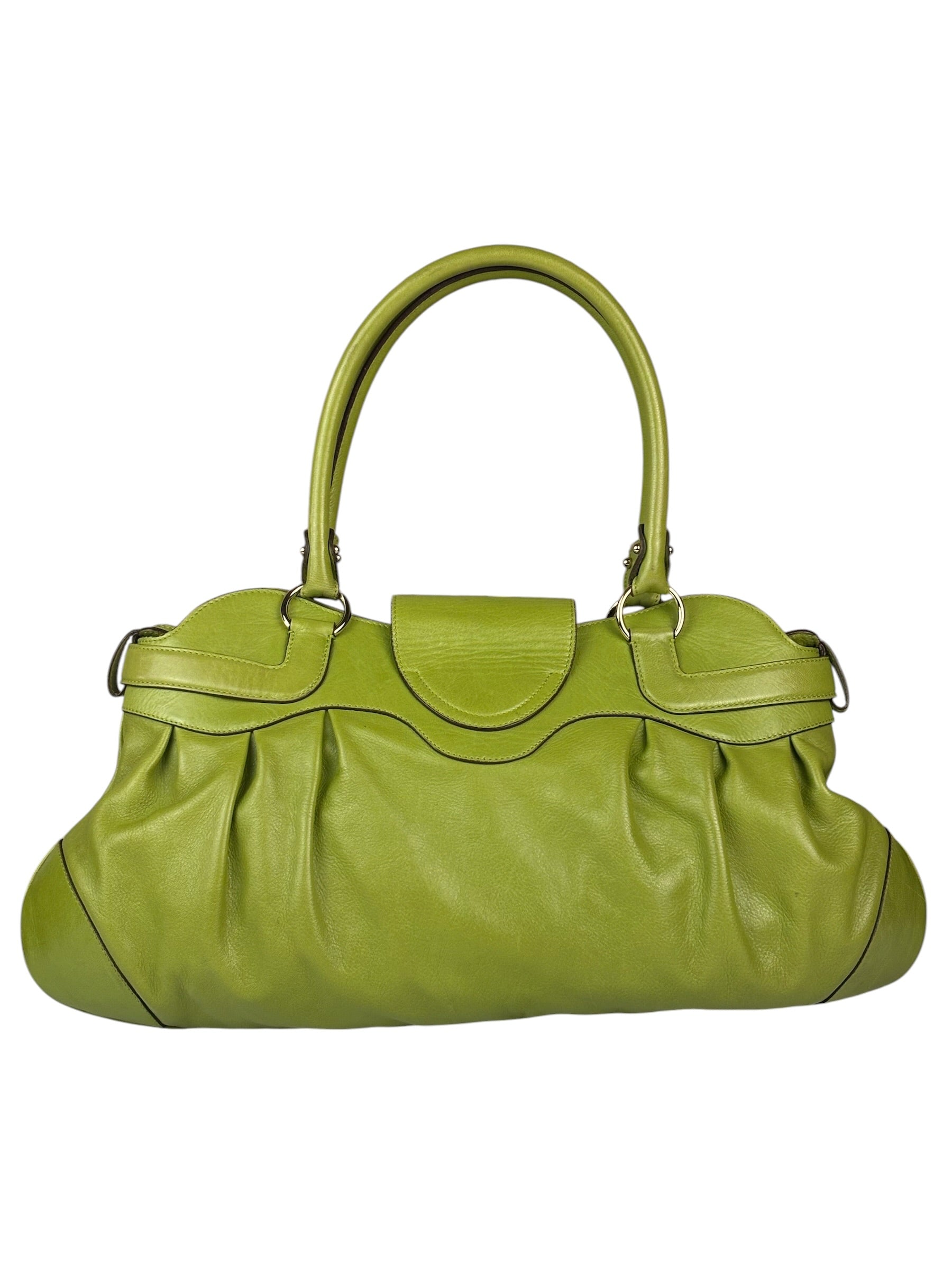 Salvatore Ferragamo Green Leather Marisa Shoulder Bag