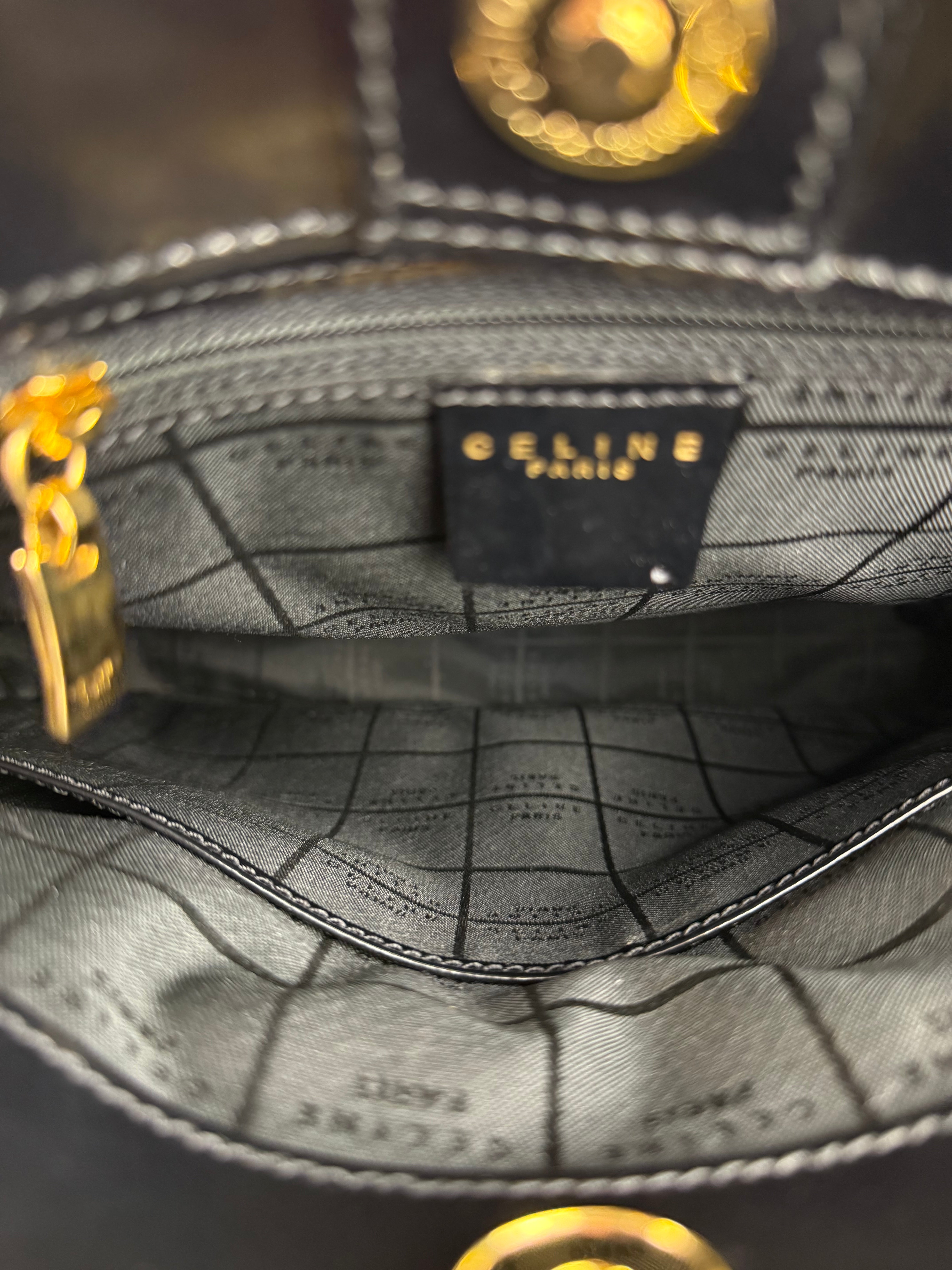 Celine Vintage Patent Logo Shoulder Bag