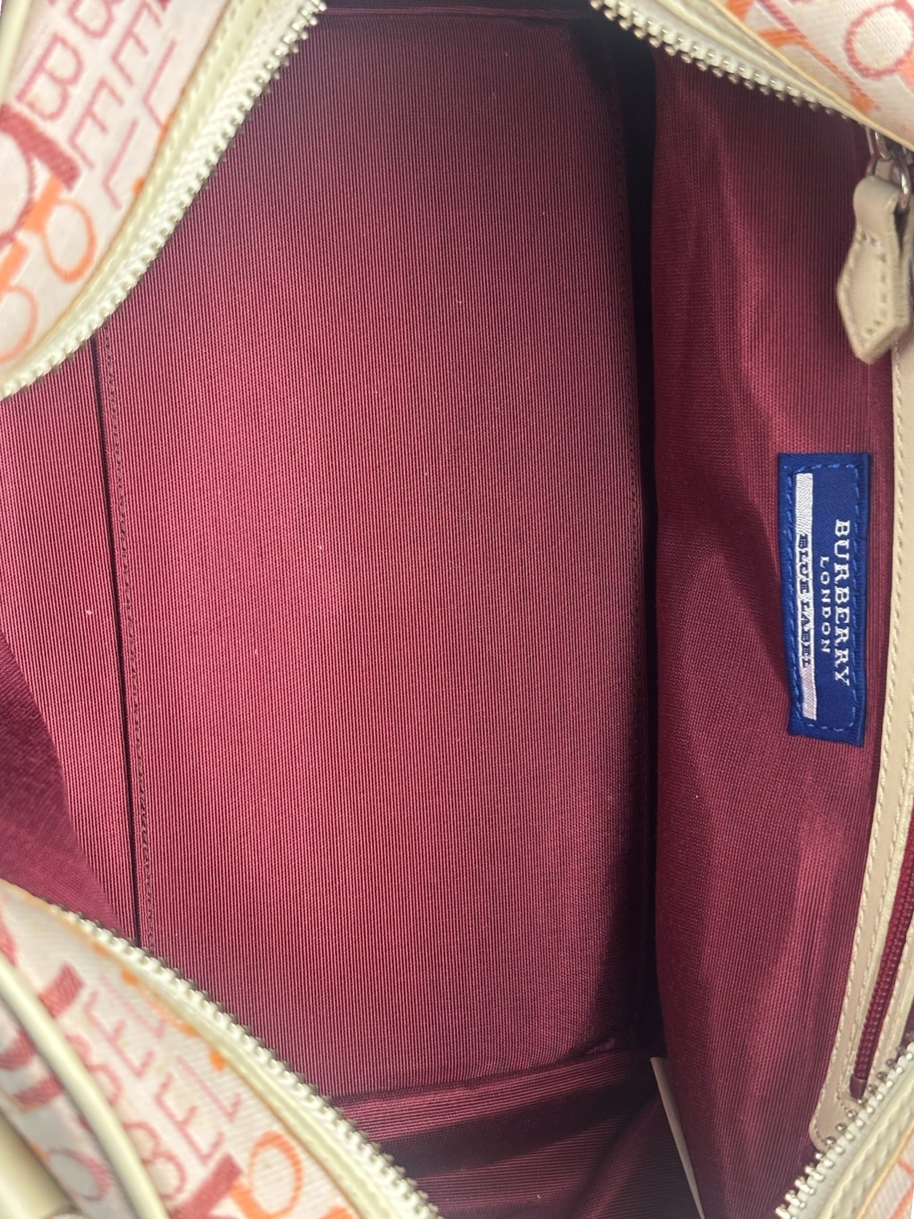 Burberry Blue Label Pink Multi Logo Bowler Bag