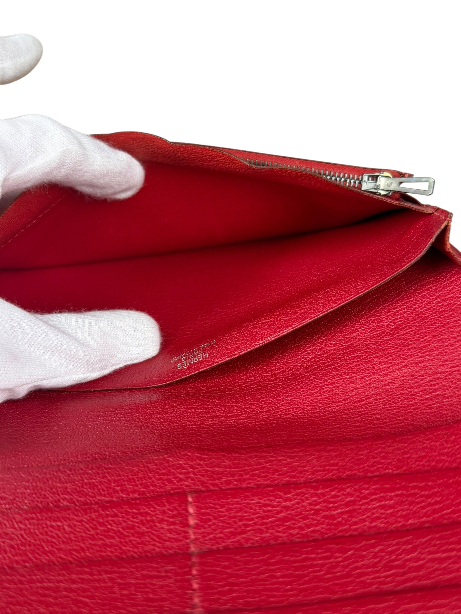 Hermes Rouge Epsom Leather Vintage Organizer Wallet