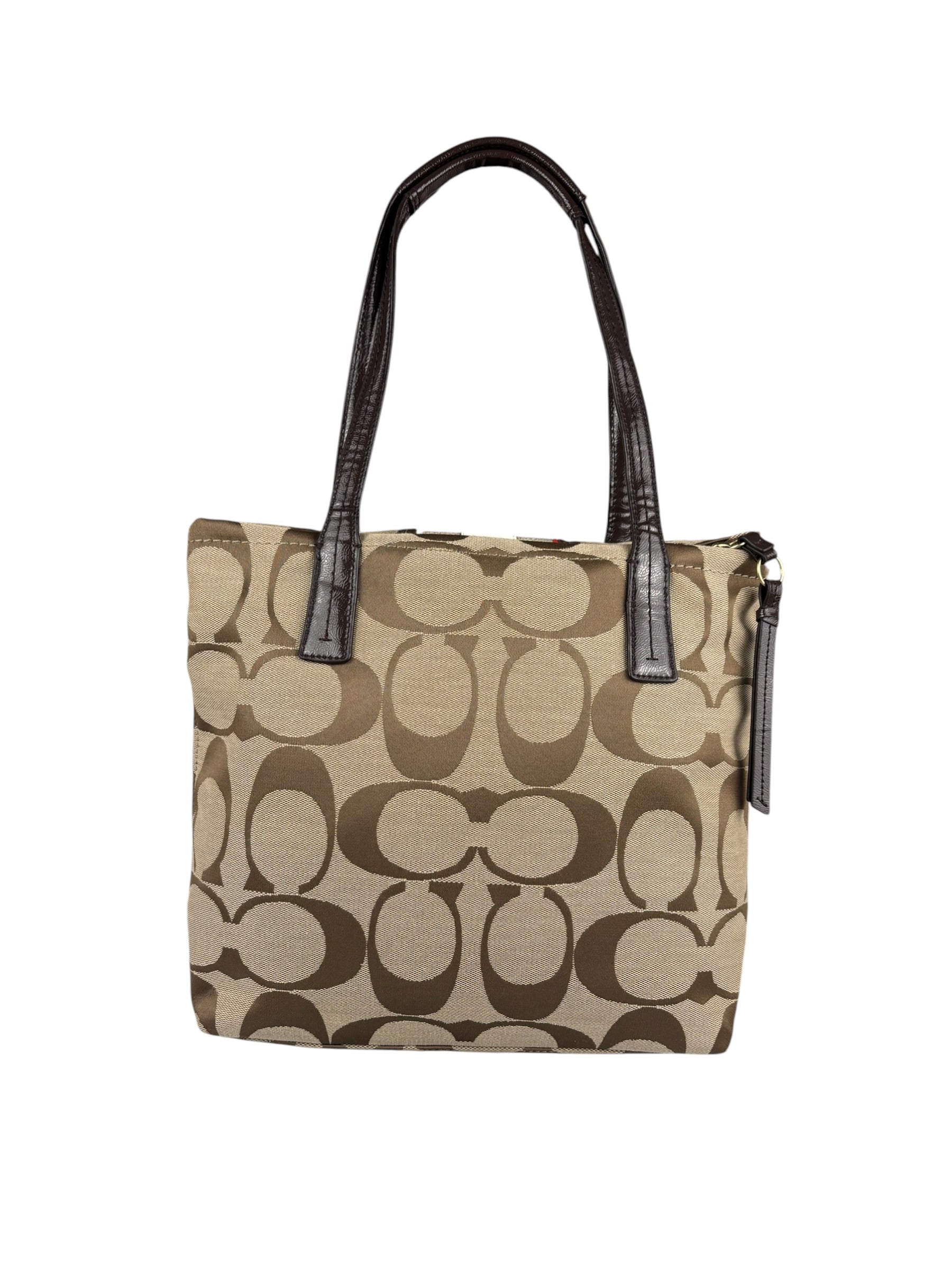 Coach Vintage Leather Trim Signature Multi Stripe Tote Bag
