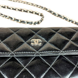 Chanel Black Patent Leather Wallet on Chain 2014