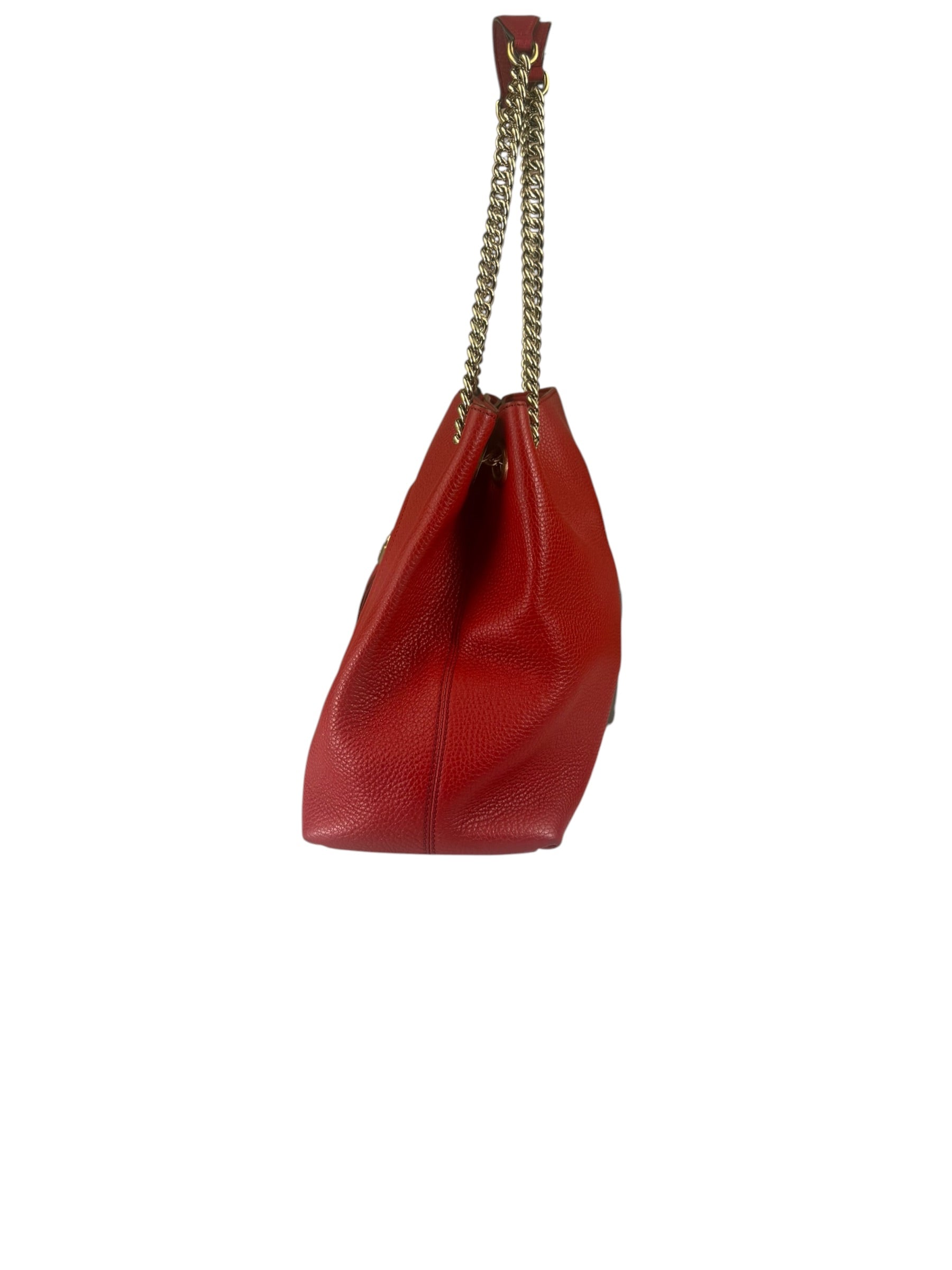 Gucci Red Leather Soho Chain Shoulder Bag