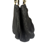 Fendi Black Leather Mia Chain Hobo Bag