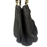 Fendi Black Leather Mia Chain Hobo Bag