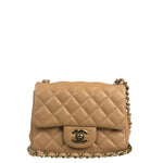 Chanel Beige Quilted Lambskin Mini Flap Bag 2023