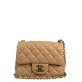 Chanel Beige Quilted Lambskin Mini Flap Bag 2023