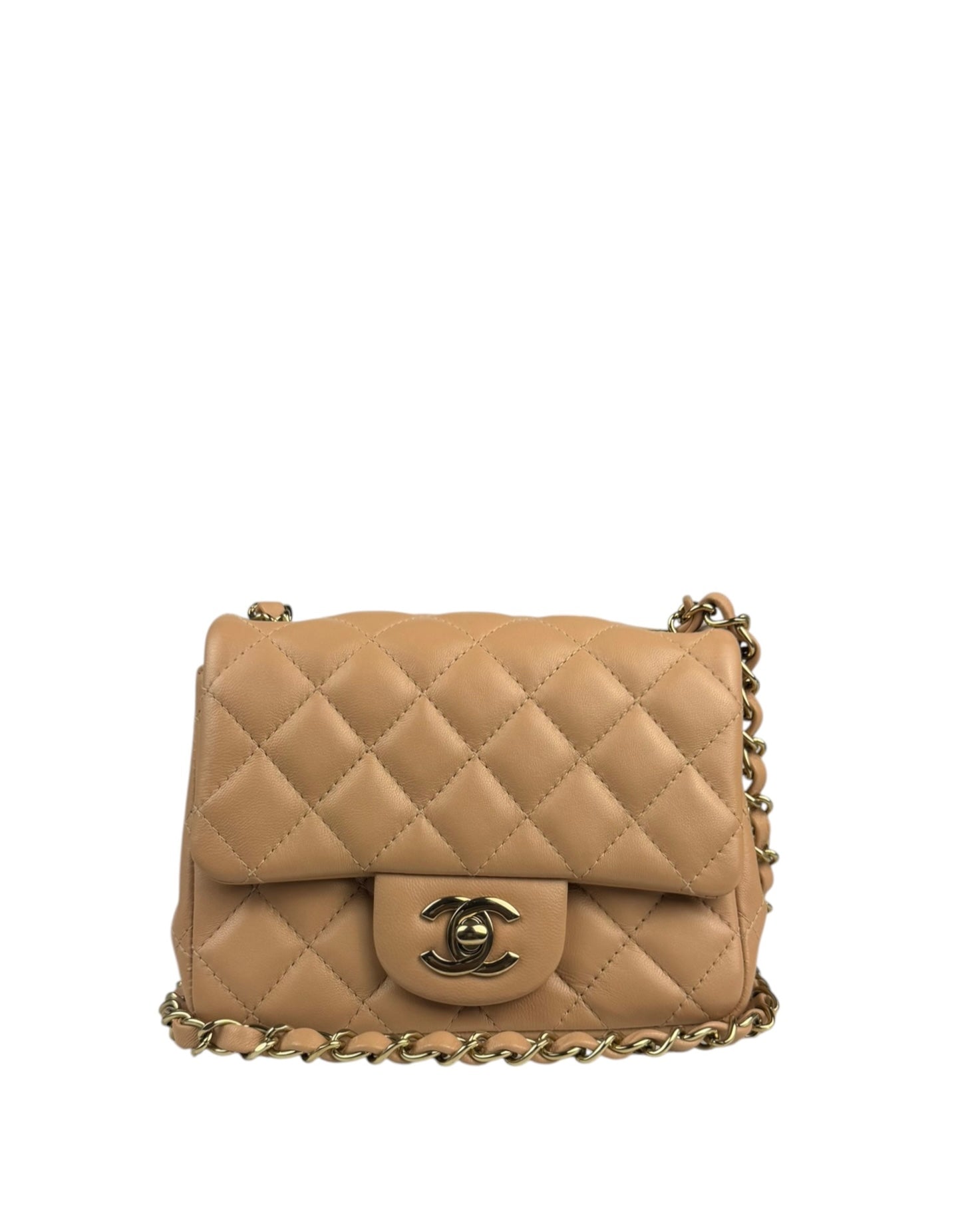 Chanel Beige Quilted Lambskin Mini Flap Bag 2023