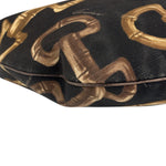 Gucci Black/Brown Leather Trim Half-Moon Hobo Bag