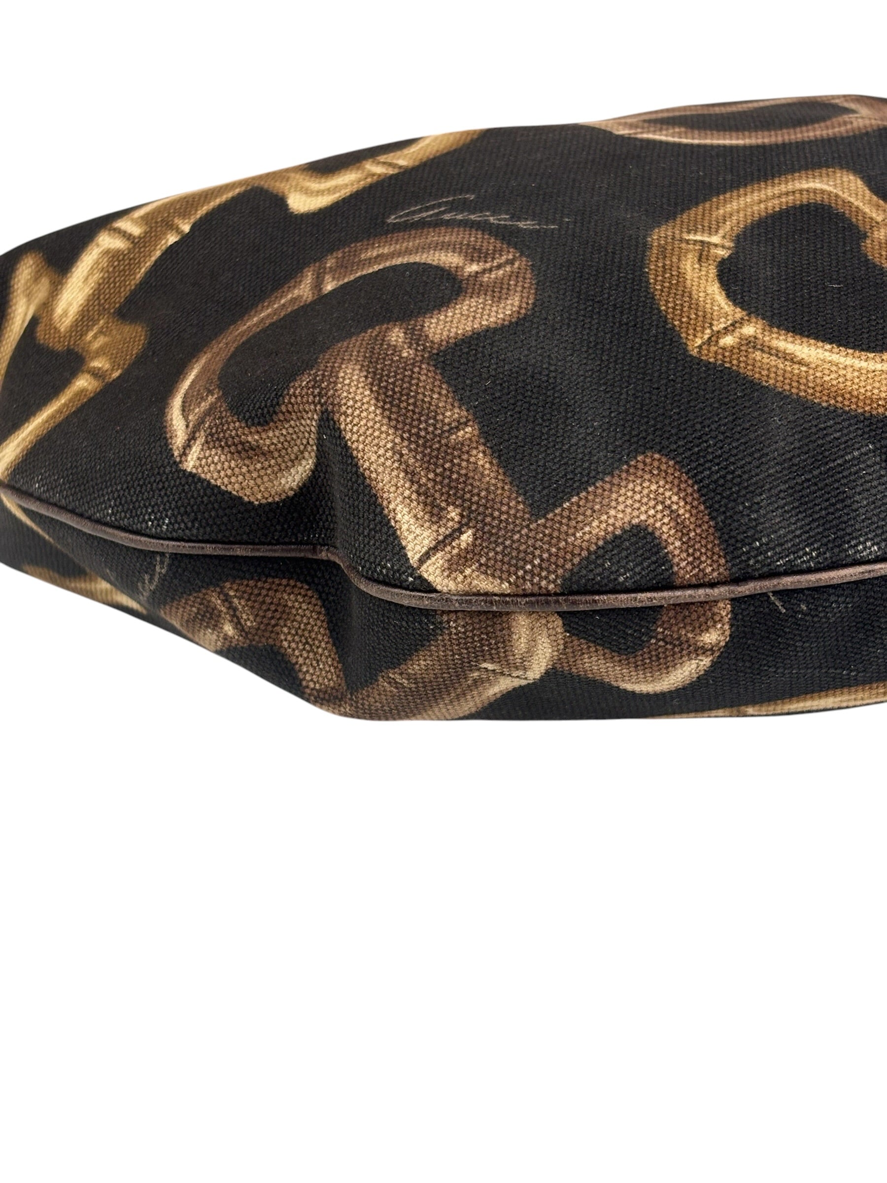 Gucci Black/Brown Leather Trim Half-Moon Hobo Bag