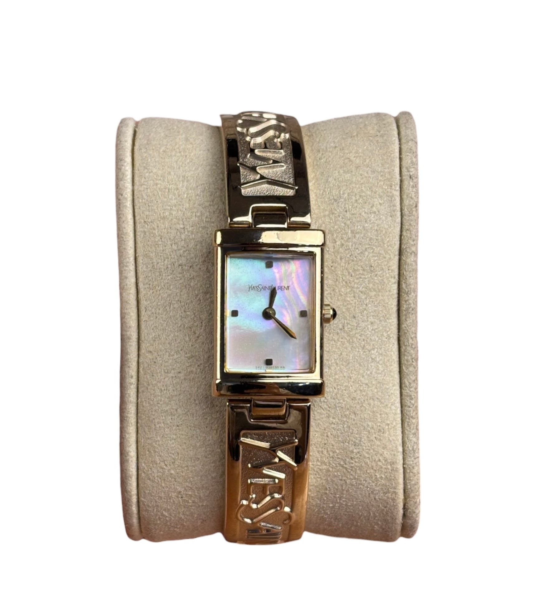 YSL Mother of Pearl Dial 40th Anniversary Gold Bangle