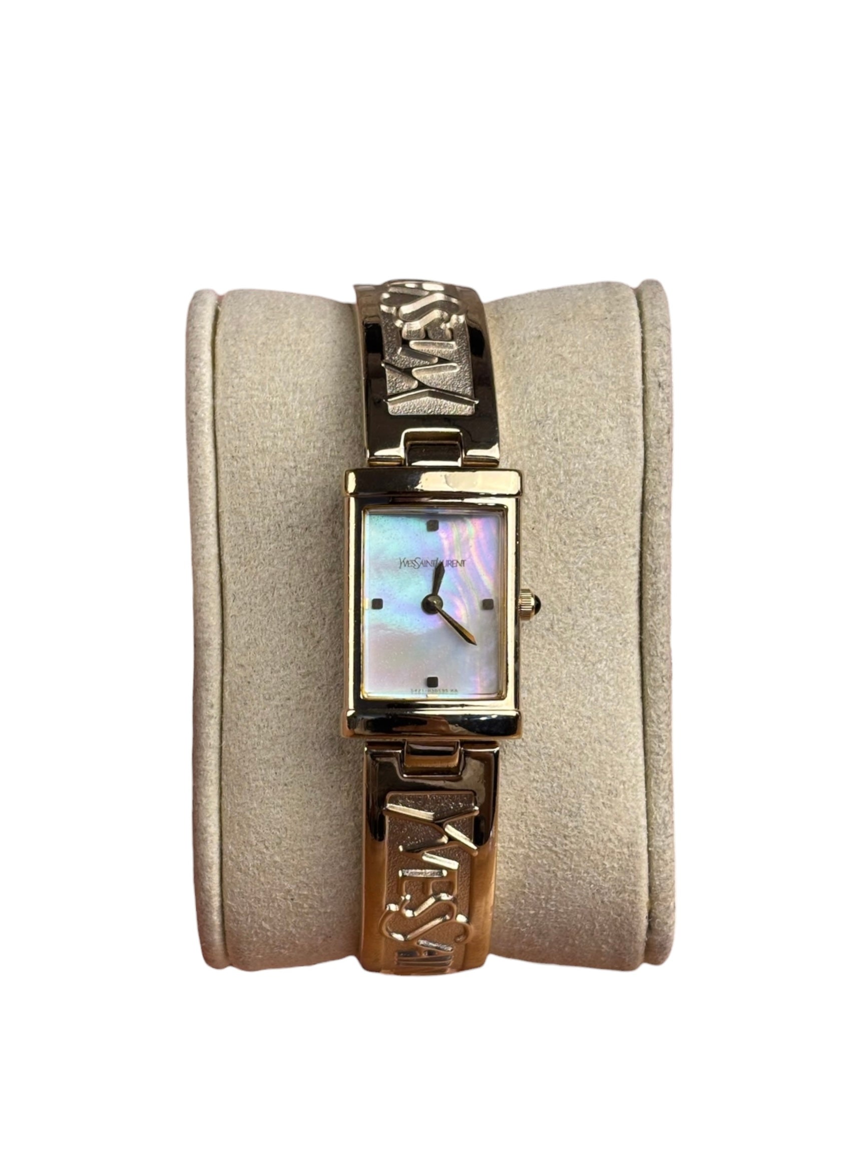 YSL Mother of Pearl Dial 40th Anniversary Gold Bangle