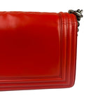 Chanel Red Leather Reverso Boy Flap Bag