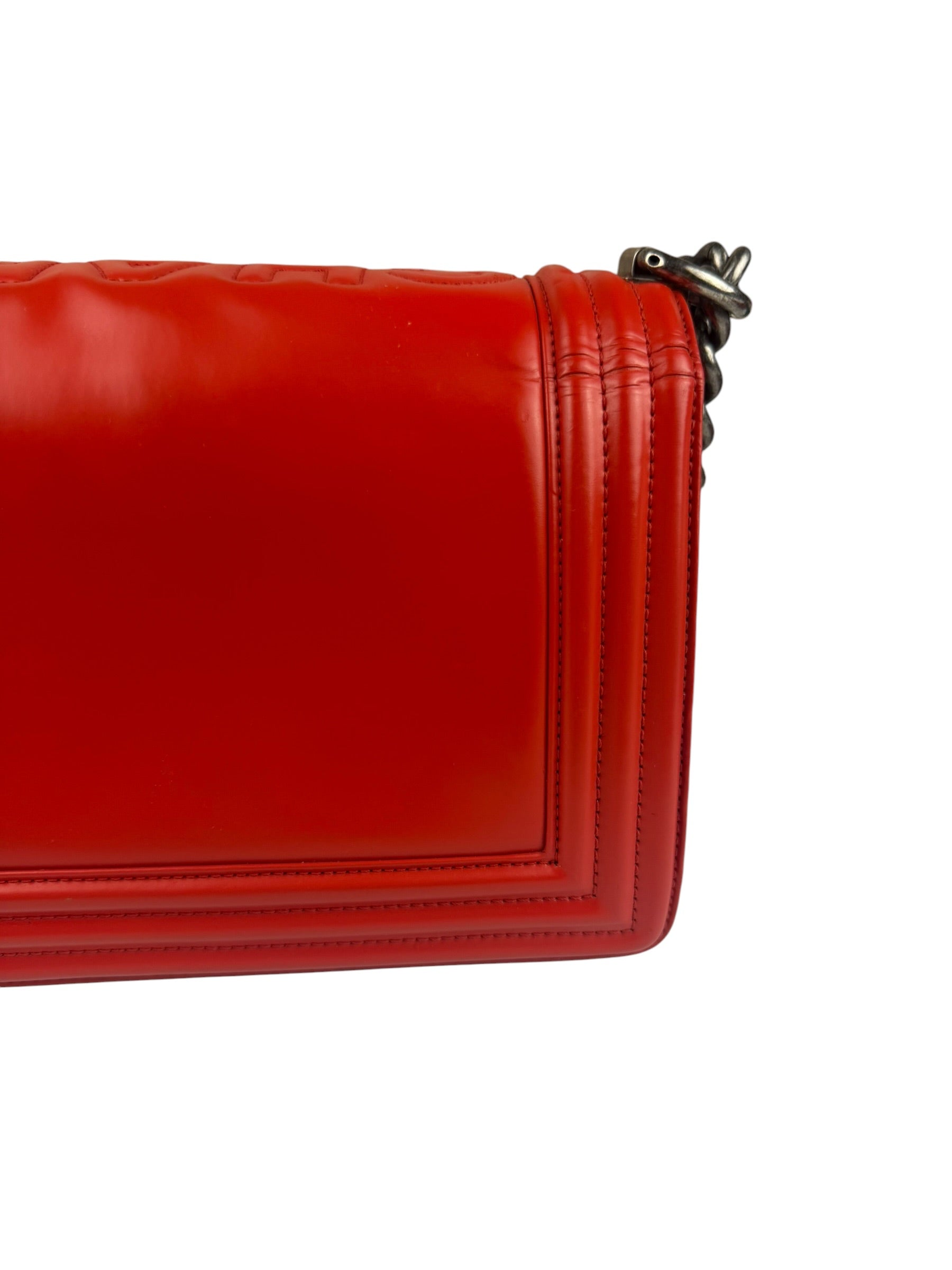 Chanel Red Leather Reverso Boy Flap Bag