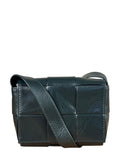 Bottega Veneta Dark Green Leather Intrecciato Nano Cassette Crossbody Bag