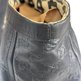 Gucci Black Leather GG Supreme D-Ring Abbey Tote