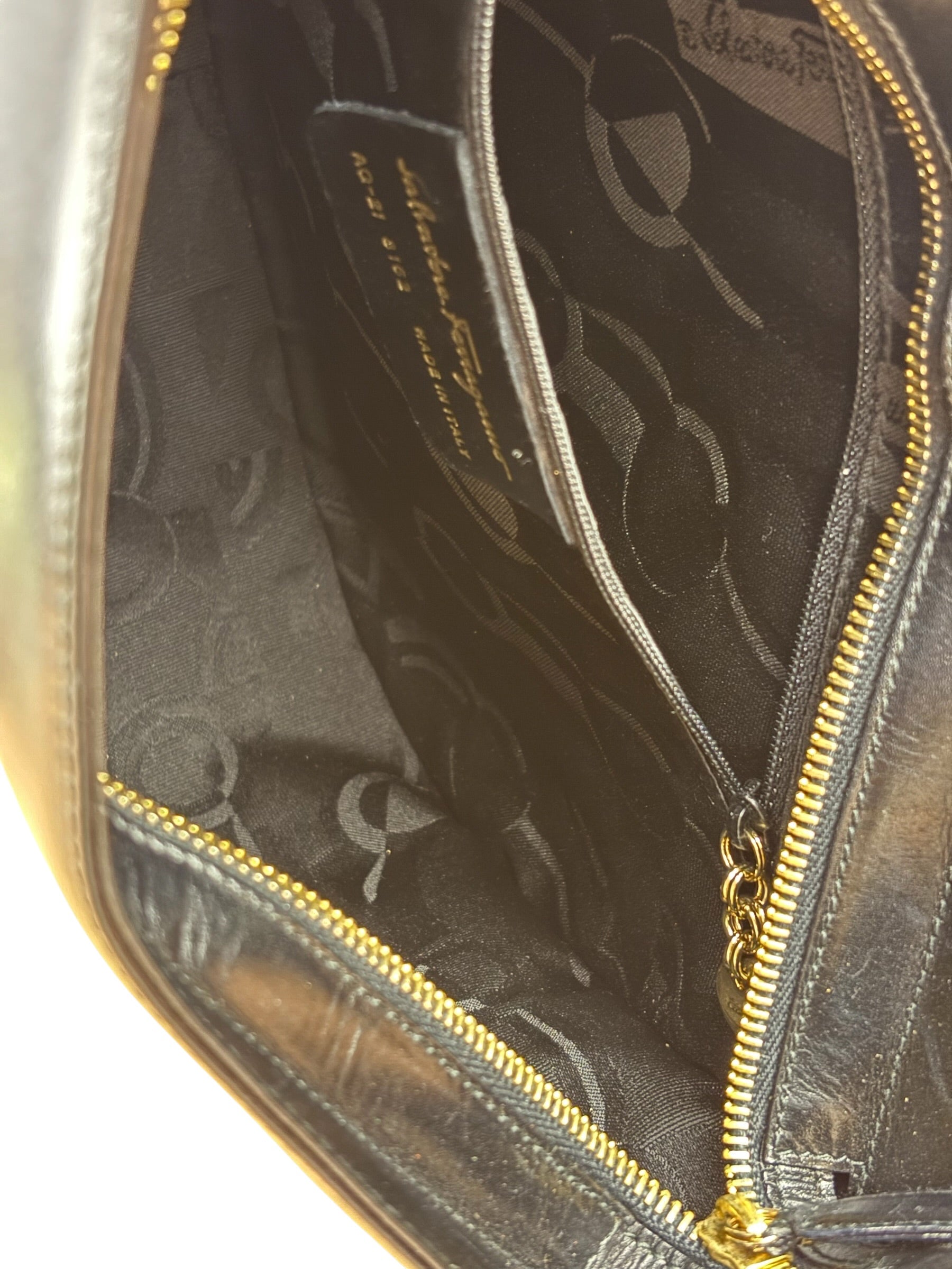 Salvatore Ferragamo Black Leather Hobo Bag