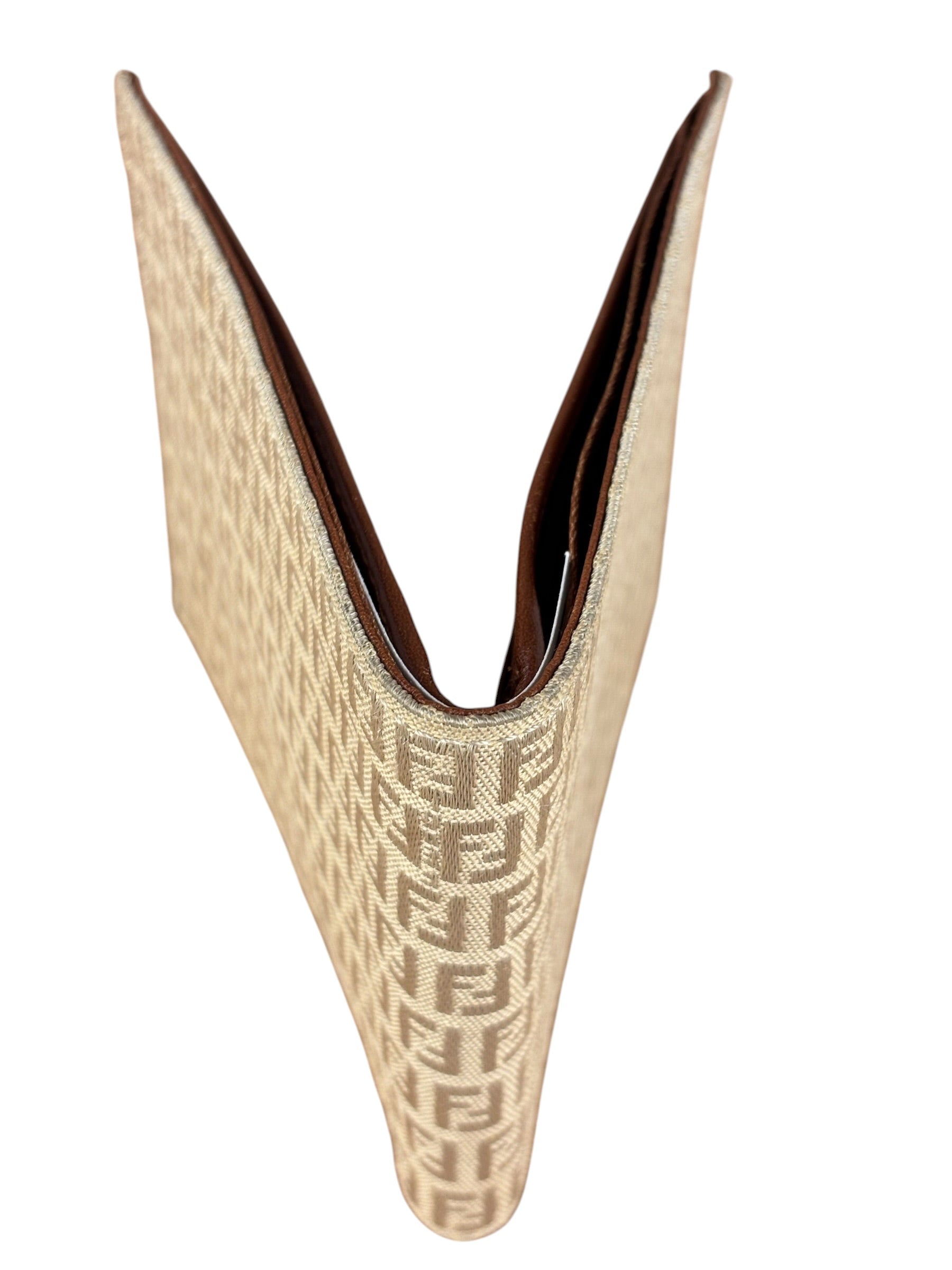 Fendi Beige FF Jacquard Bi-Fold Wallet