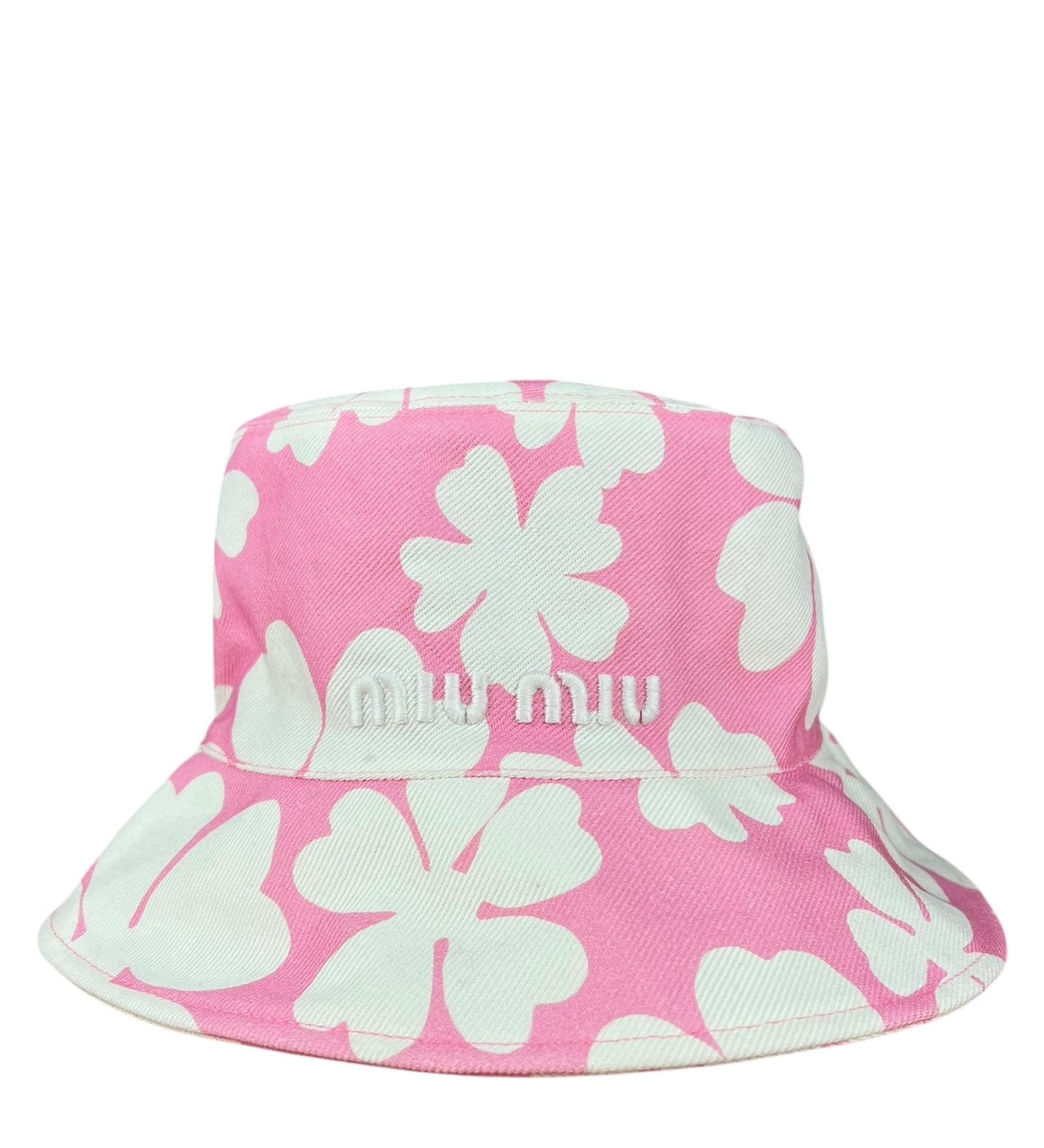 Miu Miu Pink Floral Canvas Bucket Hat