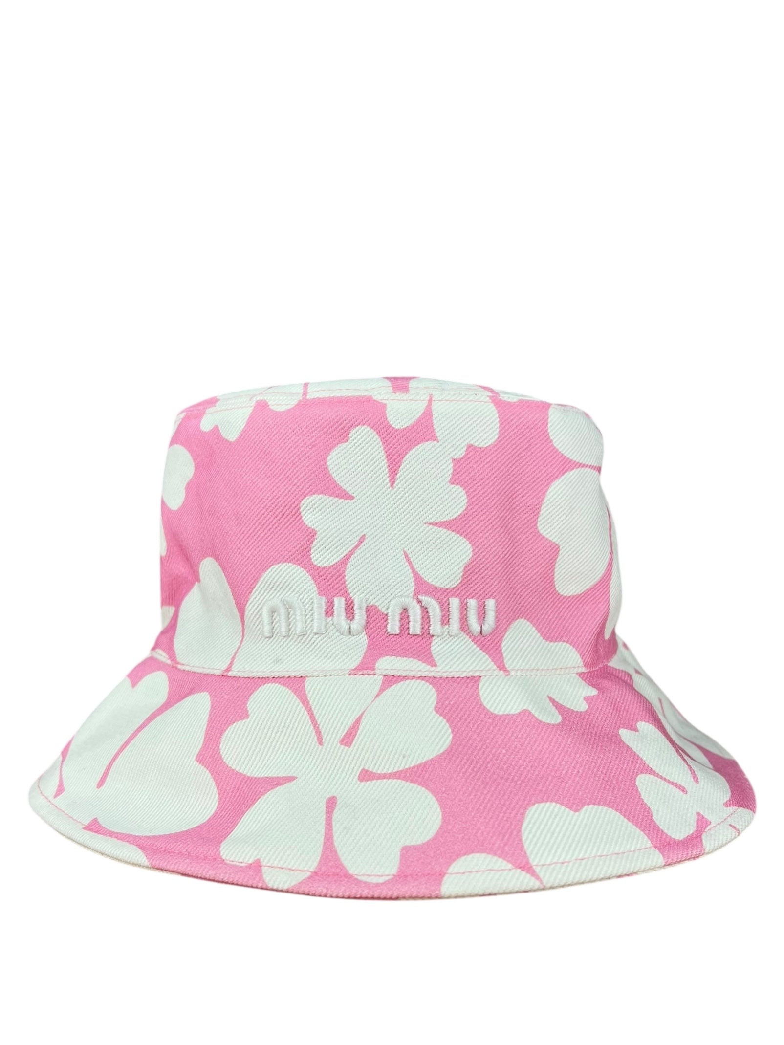 Miu Miu Pink Floral Canvas Bucket Hat