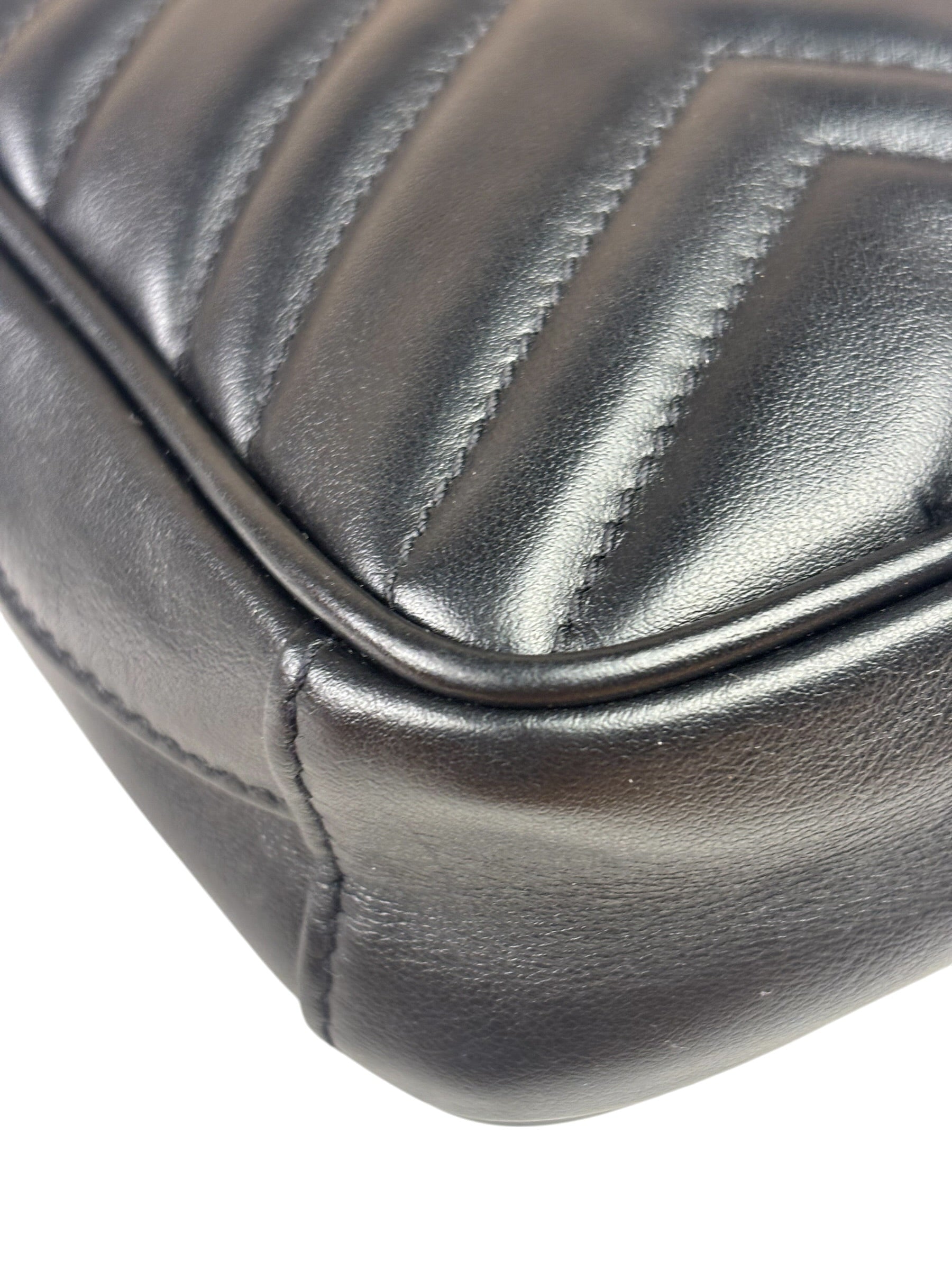 Gucci Black Leather Vertical Marmont Phone Crossbody Bag