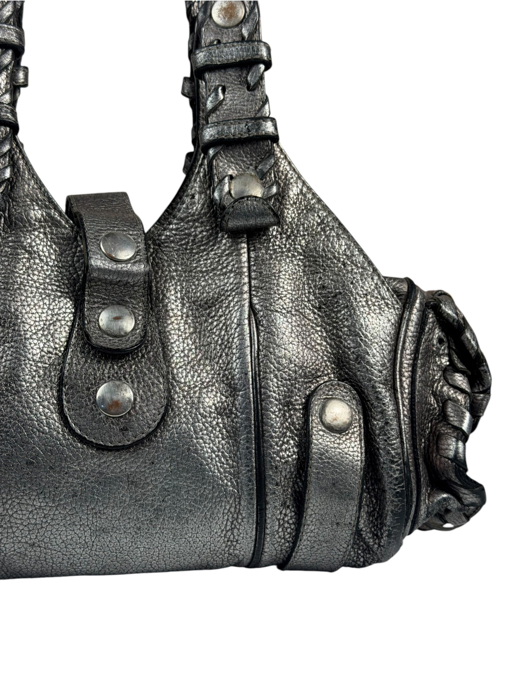 Chloe Metallic Silver Silverado Handbag
