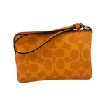 Coach Orange Leather Corner Zip Wristlet