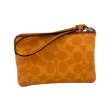 Coach Orange Leather Corner Zip Wristlet