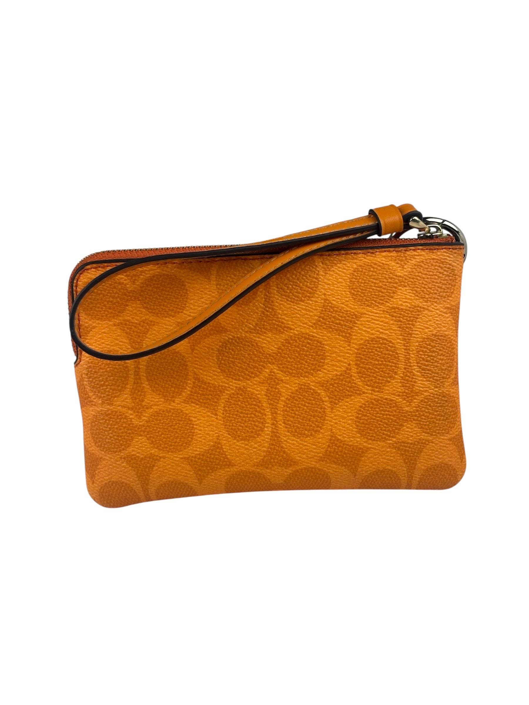 Coach Orange Leather Corner Zip Wristlet
