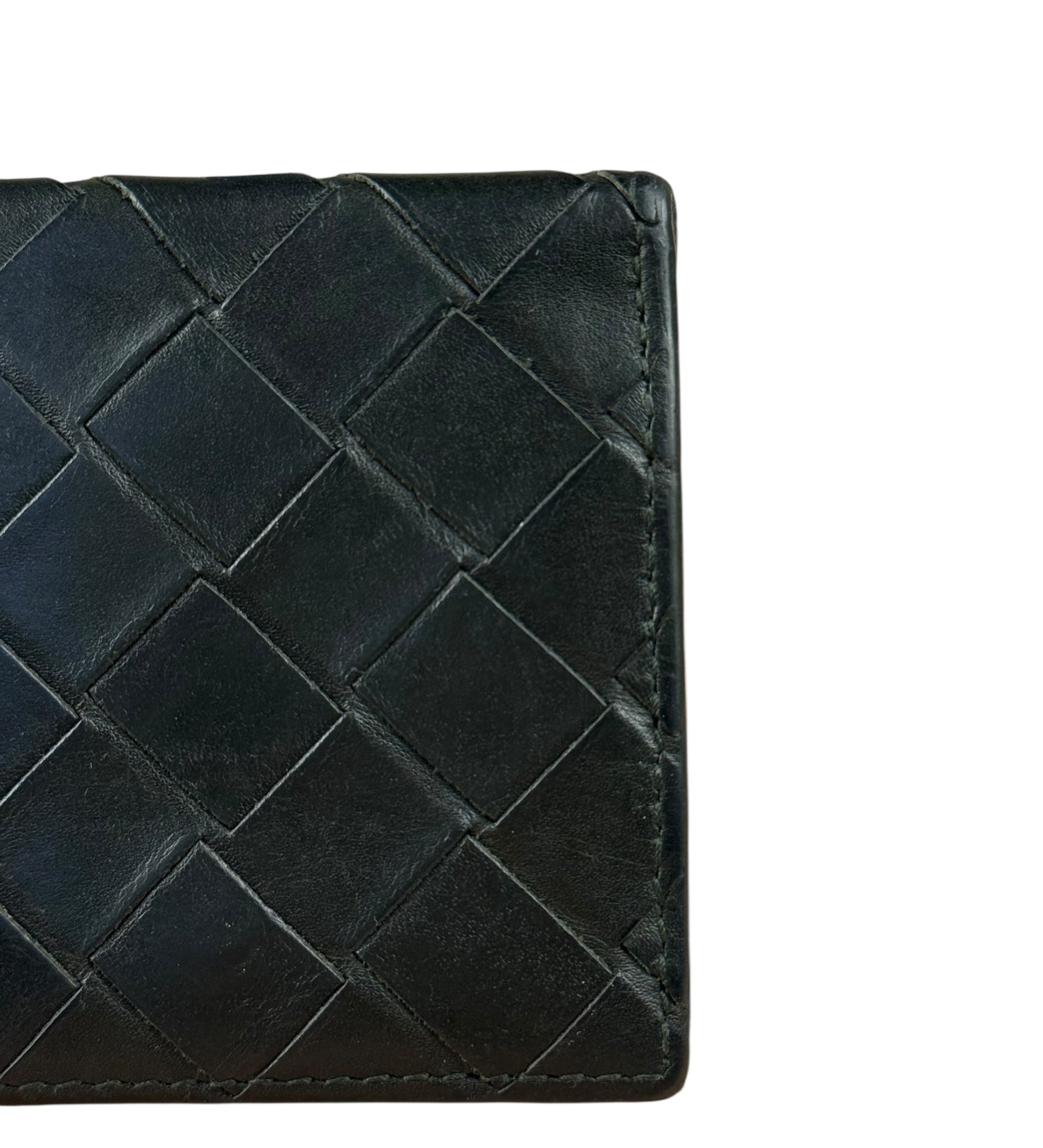 Bottega Veneta Black Intreccio Leather Coin Wallet