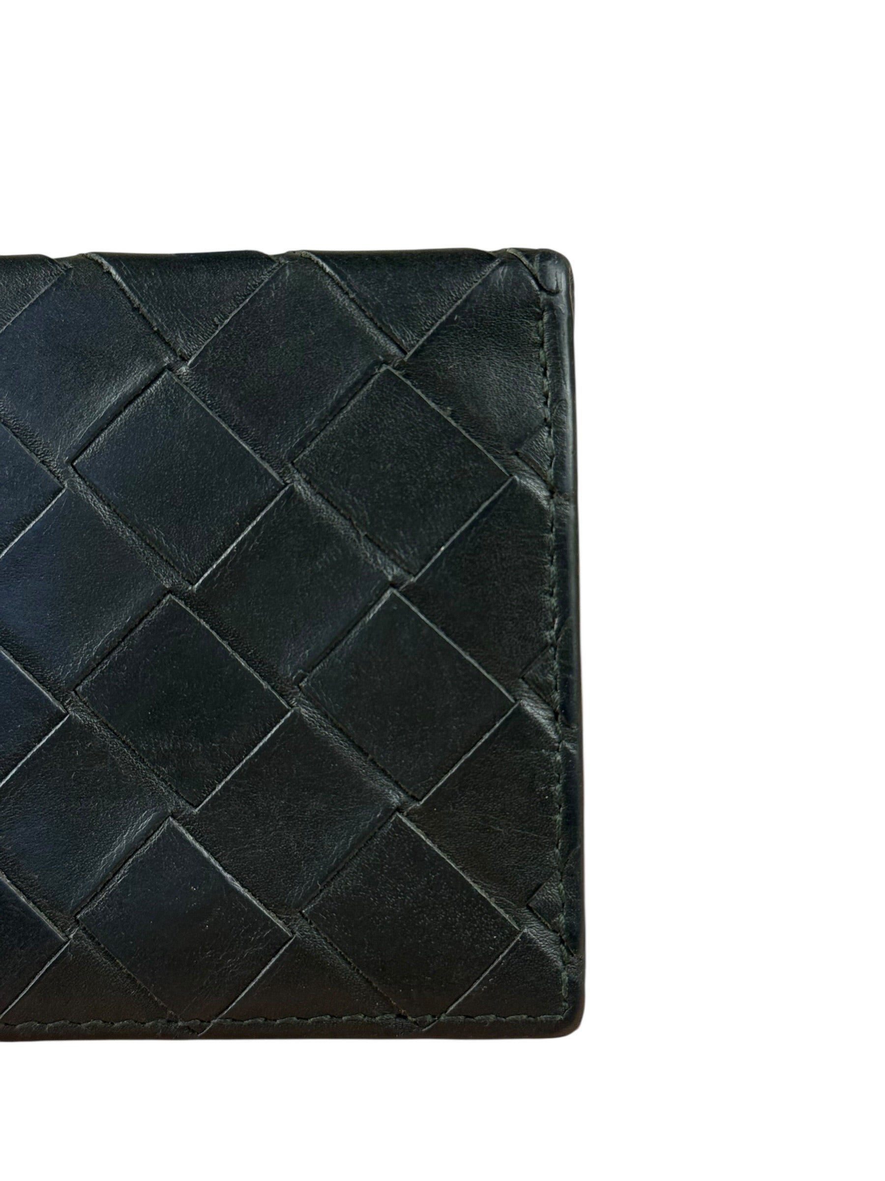 Bottega Veneta Black Intreccio Leather Coin Wallet