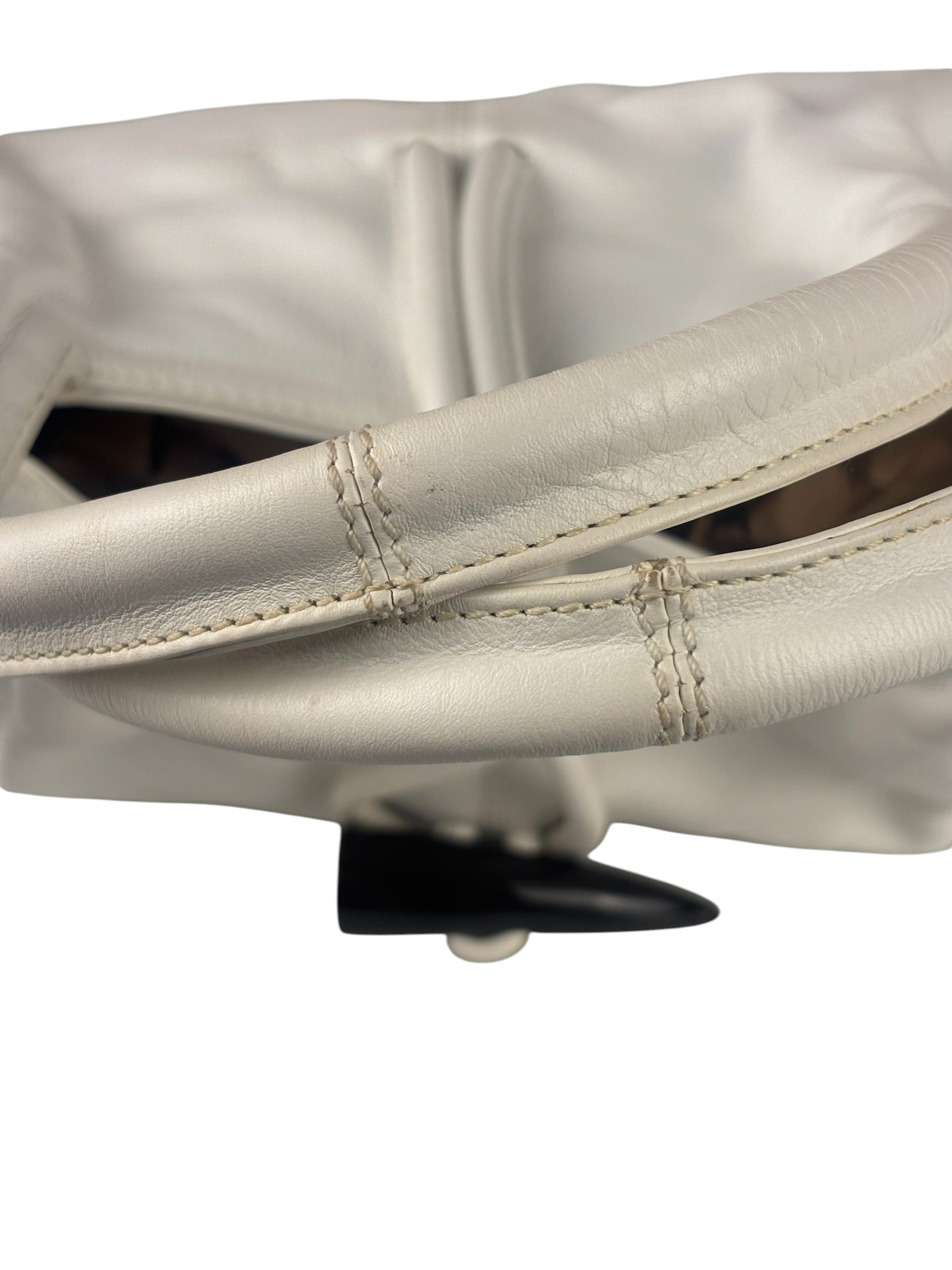 Burberry White Leather Bamboo Cinch Tote