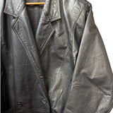 Vintage Black Leather Blazer Coat