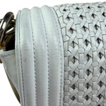 Chanel Vintage White Leather Braided Boy Shoulder Bag 1989
