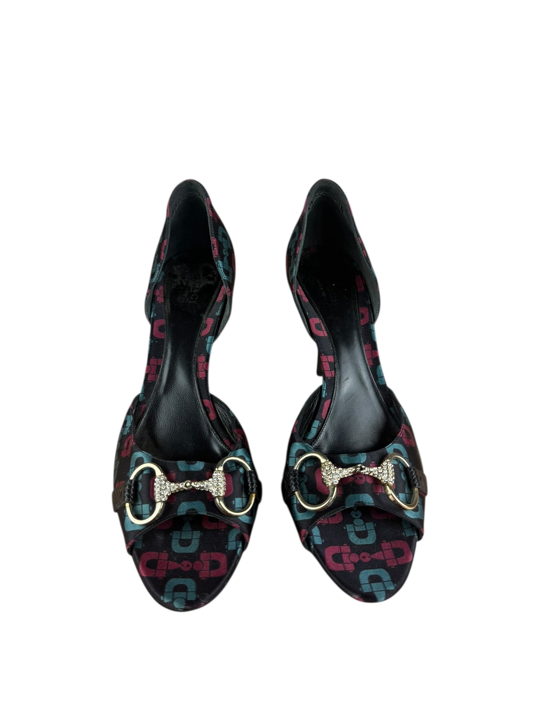 Gucci Vintage Horsebit Open Toe Pumps