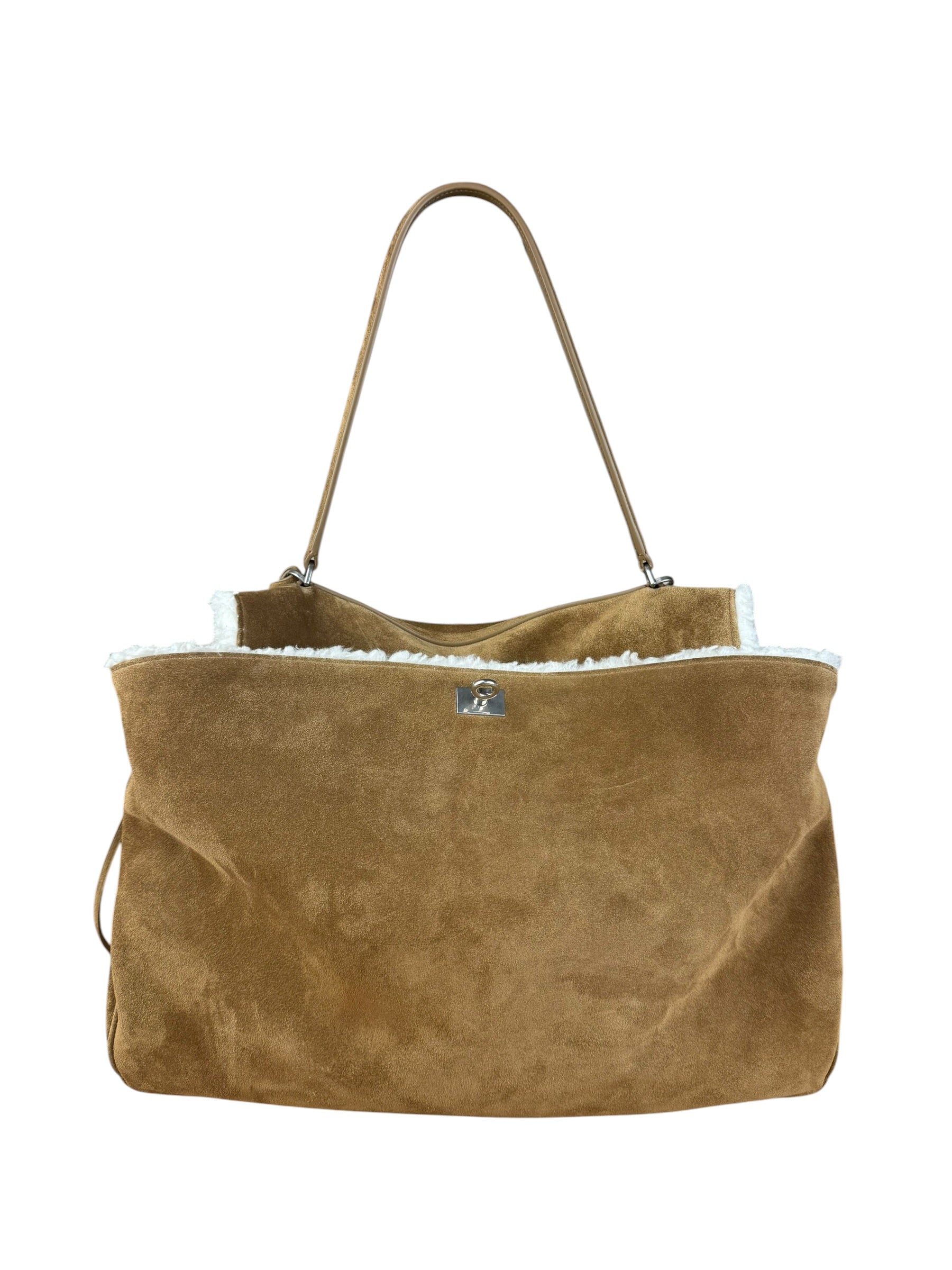 Balenciaga Rodeo Handbag Suede/Fleece Brown