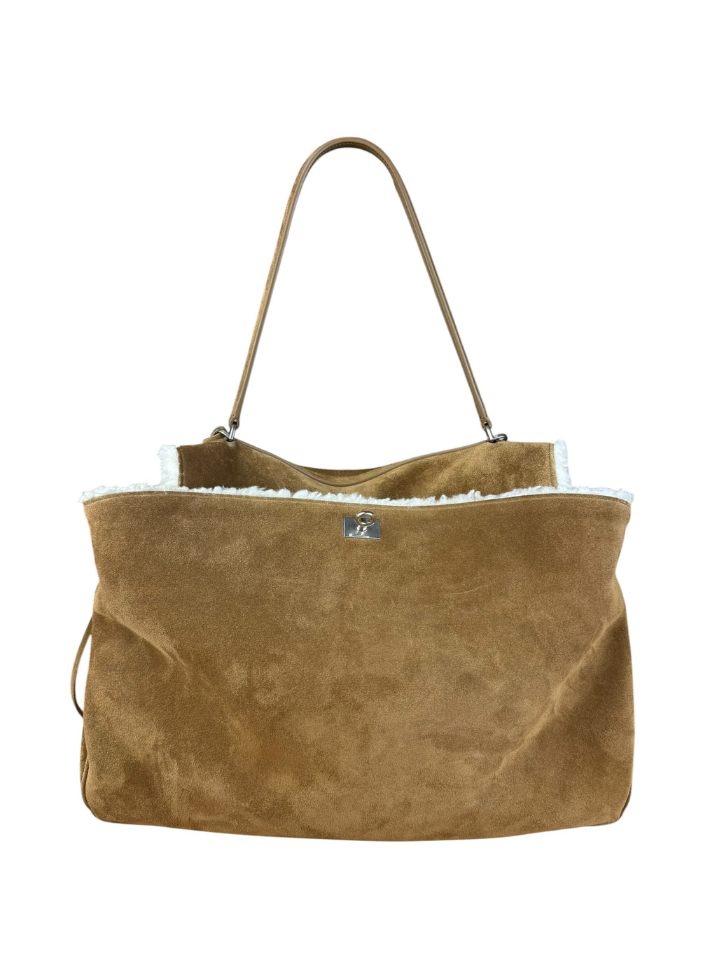 Balenciaga Rodeo Handbag Suede/Fleece Brown